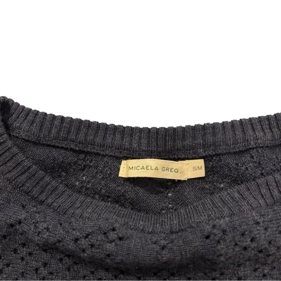 Micaela Greg Wool Tunic Sweater Blue Oversized Knit Pockets S/M - Picture 4 of 8